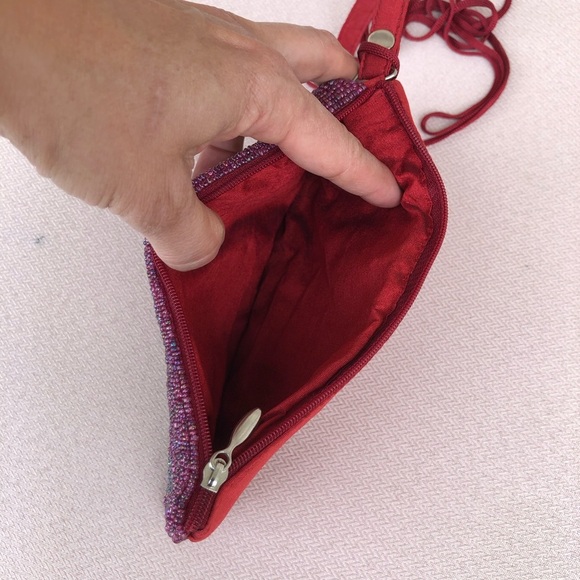 Bamboo Trading Company Red Wine Lovers Club Bag Beaded Phone Crossbody, Merlot - Picture 4 of 14